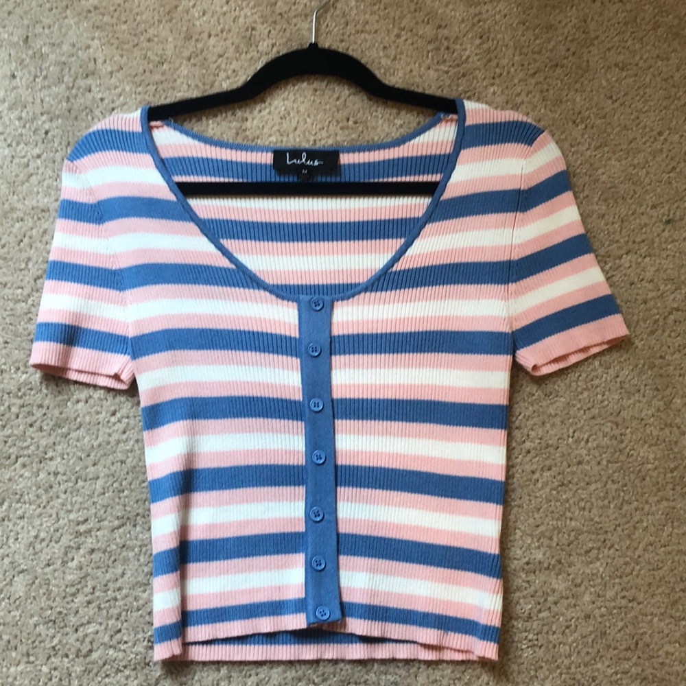 Short sleeve button-up cardigan
